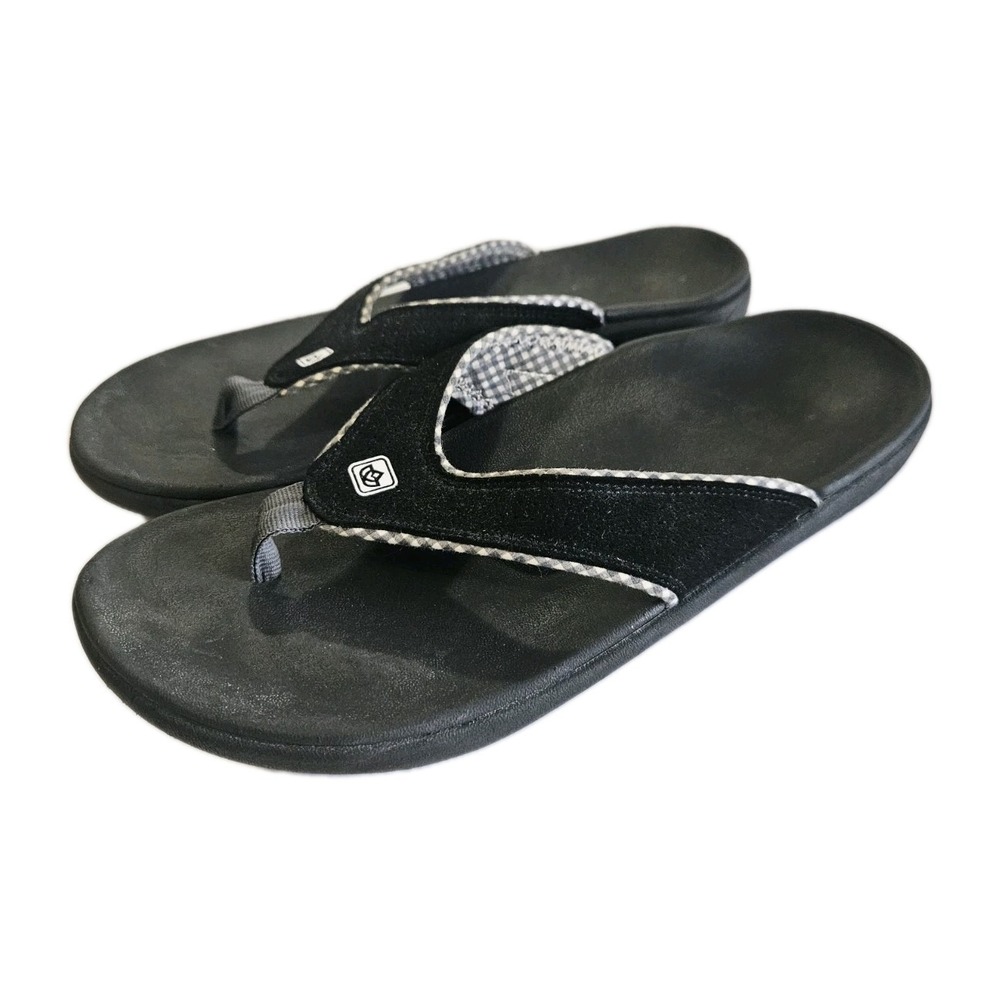 Spenco Women's Yumi Gingham Black Flip Flop Size 10B